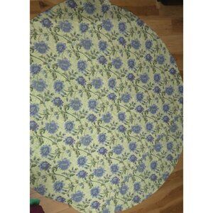 April Cornell Purple Floral Green Paisley Cotton Round Tablecloth 81 X 77